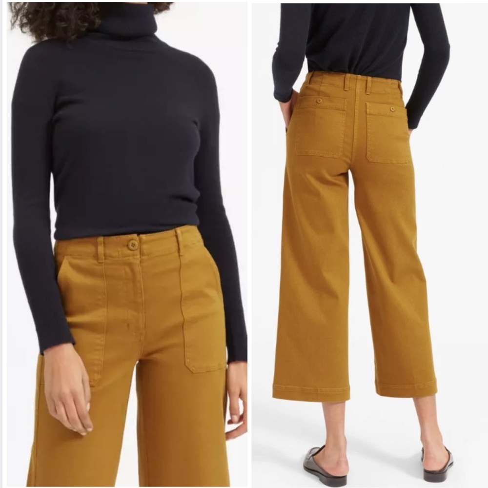 Everlane Wide-Leg Cropped Pants in Mustard